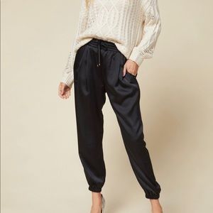 Black satin joggers